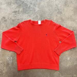Vintage Polo Ralph Lauren orange 100% Cotton Crew Neck Pullover Sweater